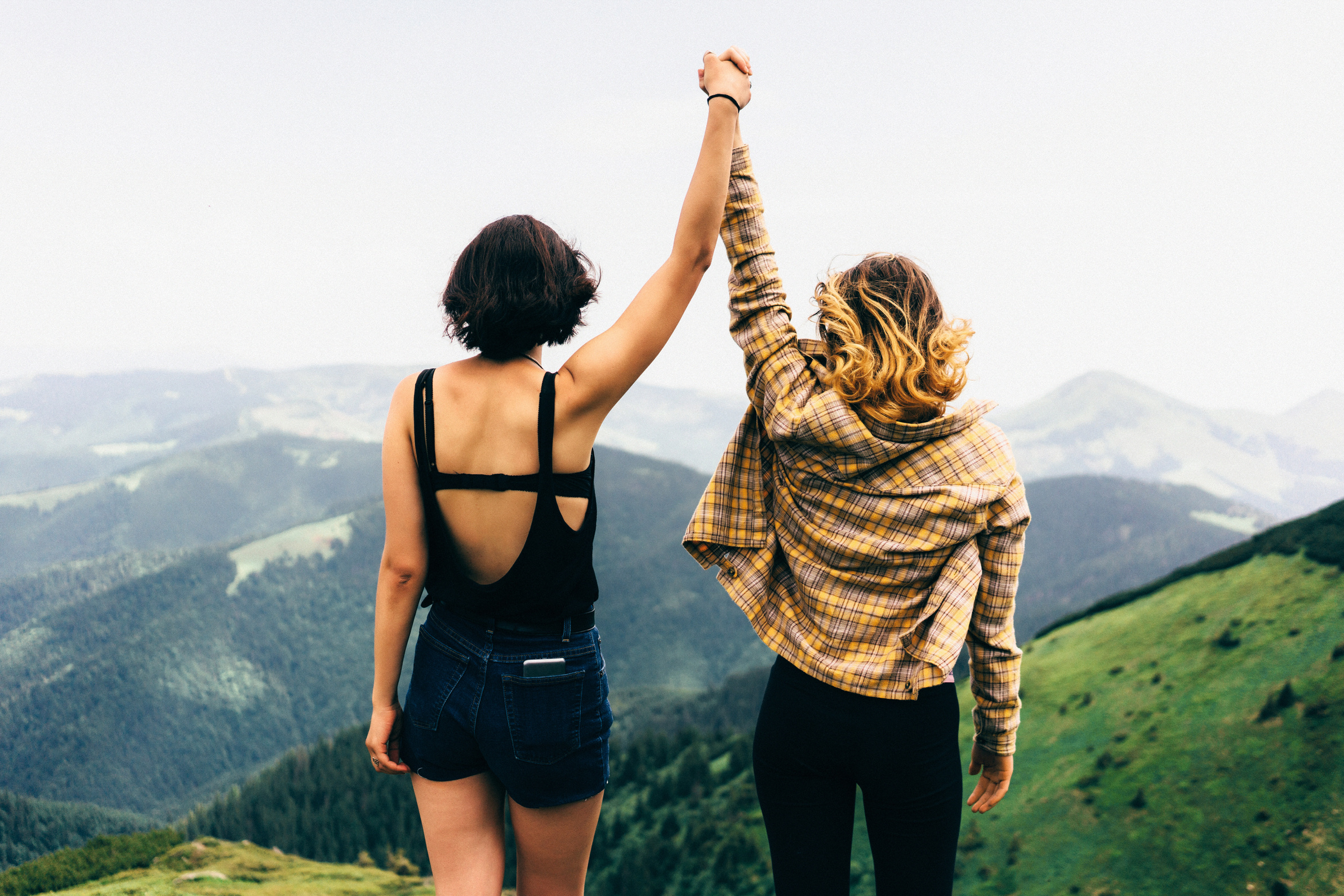 Two girls in mountains